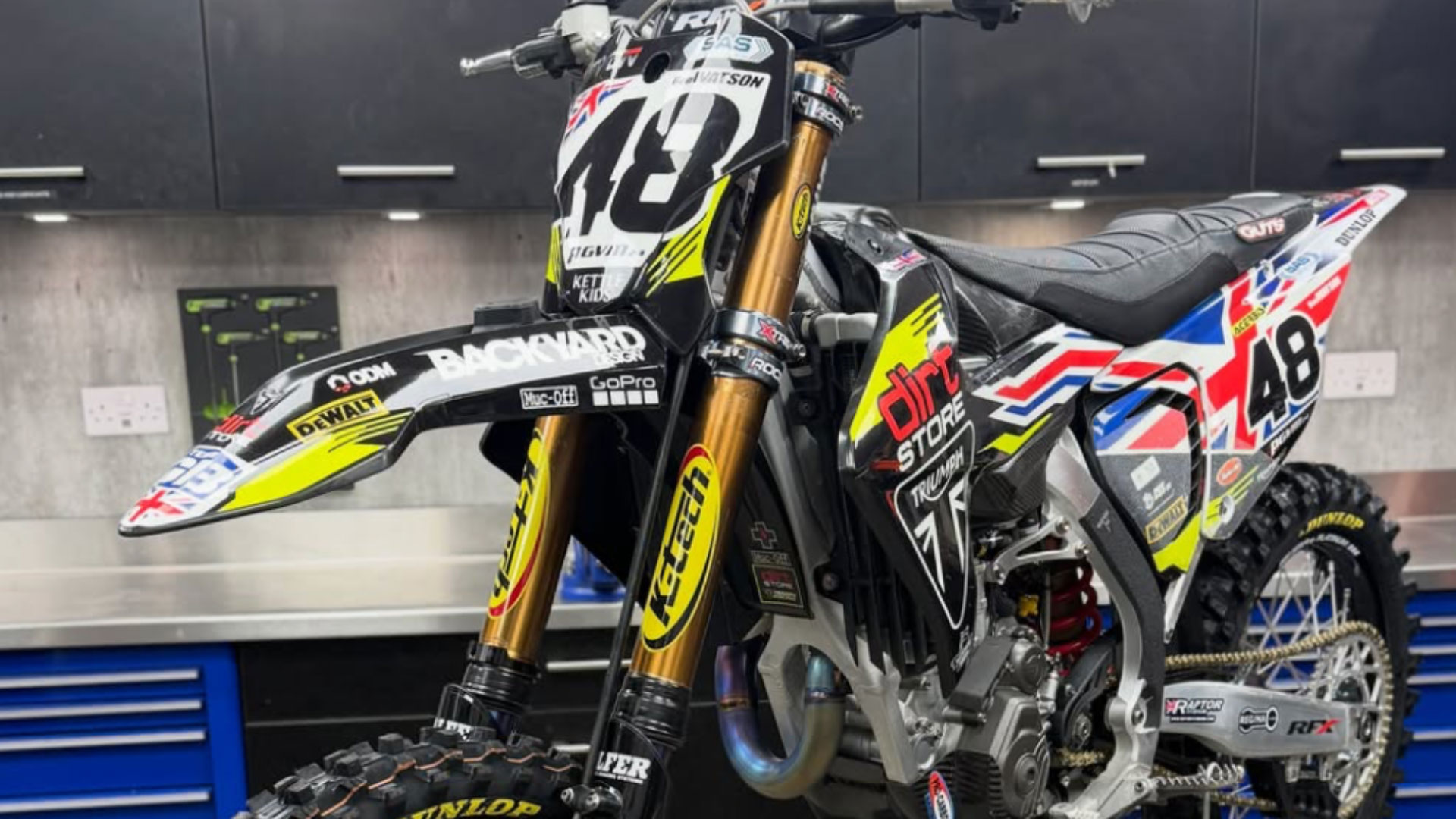Dirt Store Triumph Racing motocross bike number 48 in team livery
